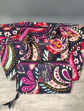 Vera Bradley Tote Bag and RFID Turn Lock Wallet Set